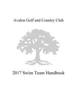 2016 Swim Team Handbook - Avalon Golf and Country Club