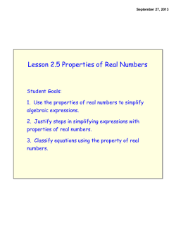Lesson 2.5 Properties of Real Numbers