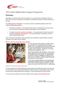 Kinematics - The Further Mathematics Support Programme