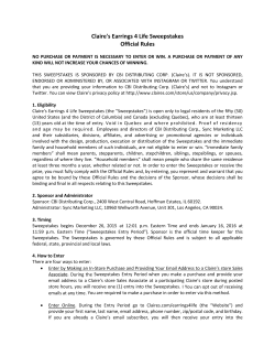 Claire`s Earrings 4 Life Sweepstakes Official Rules