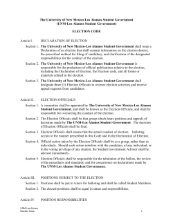 Election Code and Procedures  - UNM Los Alamos