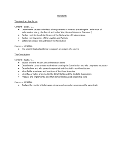 Standards The American Revolution Content &ndash; SWBATO