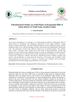 Ethnobotanical Studies on useful Plants of Kanjamalai Hills of