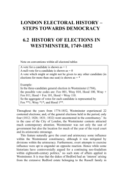 elections in westminster 1749-1852 - London Electoral History 1700
