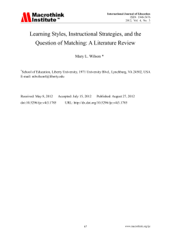 Learning Styles, Instructional Strategies