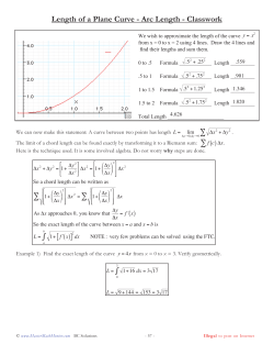 Length of a Plane Curve - Arc Length - Classwork