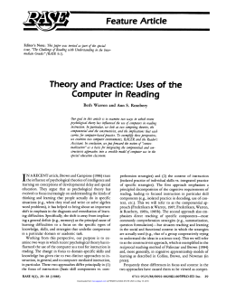 Feature Article Theory and Practice: Uses of the Computer in Reading