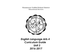 English Language Arts 4 Curriculum Guide Unit 3 2016-2017