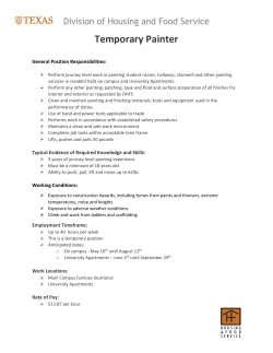 Temporary Painter - Division of Housing and Food Service