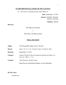 IN THE PROVINCIAL COURT OF NOVA SCOTIA R. v. McCarthy`s