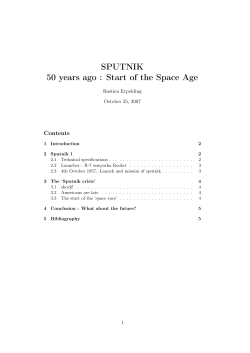 SPUTNIK 50 years ago : Start of the Space Age