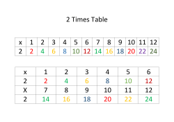 2 Times Table x 1 2 3 4 5 6 7 8 9 10 11 12 2 2 4 6