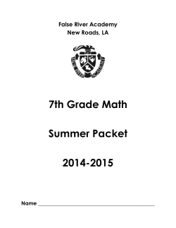 7th Grade Math Summer Packet 2014-2015
