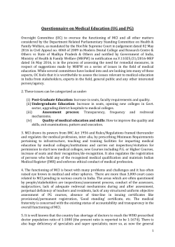 Questionnaire on various issues relating UG and PG