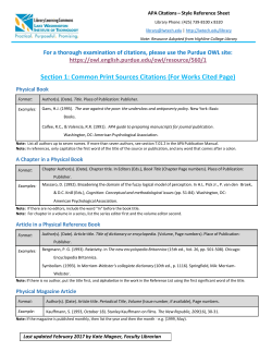 Section 1: Common Print Sources Citations (For Works Cited Page)