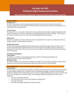 Life after the PhD: Finding the Right Postdoctoral