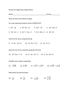 Review for Trigonometry CP
