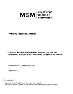 Impact of Agricultural innovation on improved livelihood and