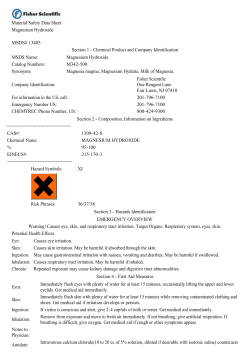 Material Safety Data Sheet Magnesium Hydroxide MSDS# 13405