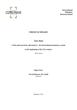 THESIS SUMMARY &Aacute;kos Dani