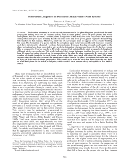 Differential Longevities in Desiccated Anhydrobiotic Plant
