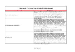 Liste der in Primo Central aktivierten Datenquellen