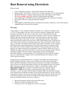 Rust Removal using Electrolysis
