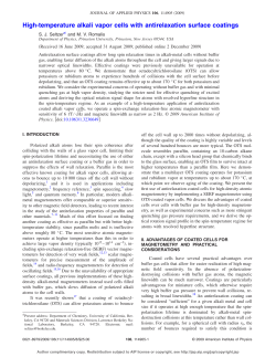 High-temperature alkali vapor cells with antirelaxation surface