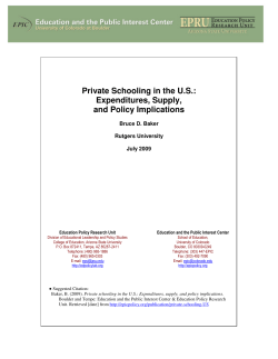 Private Schooling in the U.S.: Expenditures, Supply, and Policy