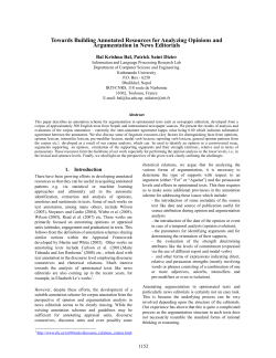 Towards Building Annotated Resources for Analyzing Opinions and