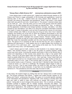 Essay Example and Analysis from 50 Successful IVY League