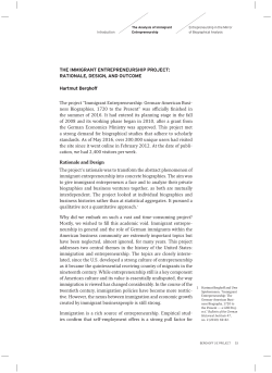 THE IMMIGRANT ENTREPRENEURSHIP PROJECT