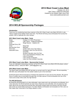 2014 West Coast Lotus Meet 2014 WCLM Sponsorship Packages
