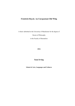 Friedrich Hayek: An Unrepentant Old Whig Sean Irving