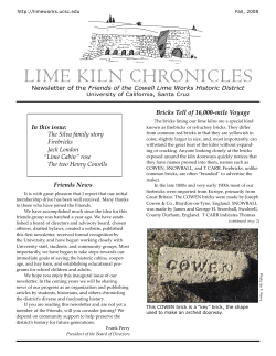 Fall/Winter 2008 - Friends of the Cowell Lime Works