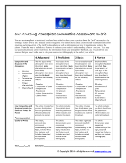 Our Amazing Atmosphere Summative Assessment Rubric