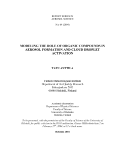 modeling the role of organic compounds in aerosol formation and