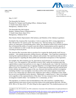 May 12, 2017 The Honorable Del Marsh President Pro Tempore and