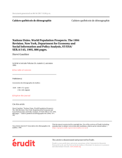 Nations Unies. World Population Prospects. The 1994