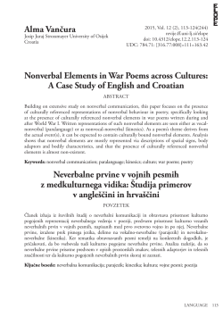 Alma Vančura Nonverbal Elements in War Poems across Cultures