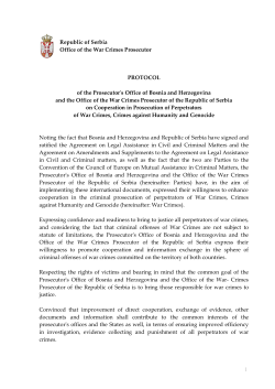 1 Republic of Serbia Office of the War Crimes Prosecutor