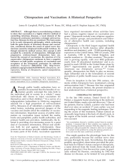 Chiropractors and Vaccination: A Historical Perspective