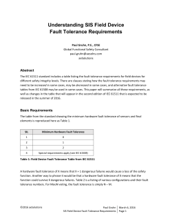 Understanding SIS Field Device Fault Tolerance