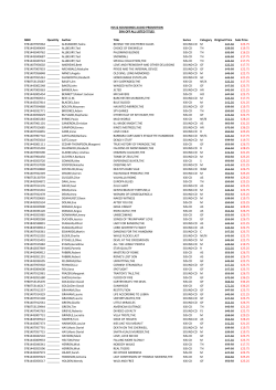 ISBN Quantity Author Title Series Category Original Price Sale Price