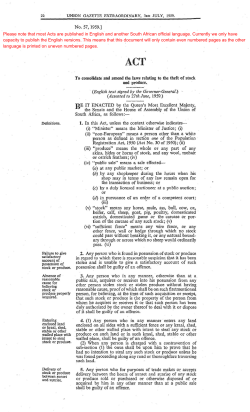 Stock Theft Act - South African Government