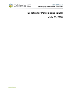 Benefits for Participating in EIM July 28, 2016