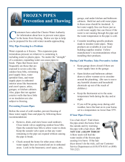 FROZEN PIPES Prevention and Thawing