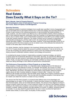 Schroders Real Estate - Does Exactly What it Says on the Tin?