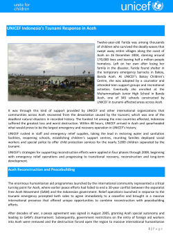 UNICEF Indonesia`s Tsunami Response in Aceh