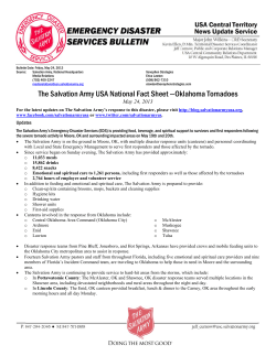 The S Salvation n Army US SA Nation nal Fact S Sheet &mdash;Ok